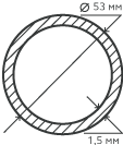 Труба нержавеющая 53х1,5х6000 мм.  AISI 316L (03Х17Н14M3) электросварная, круглая, матовая